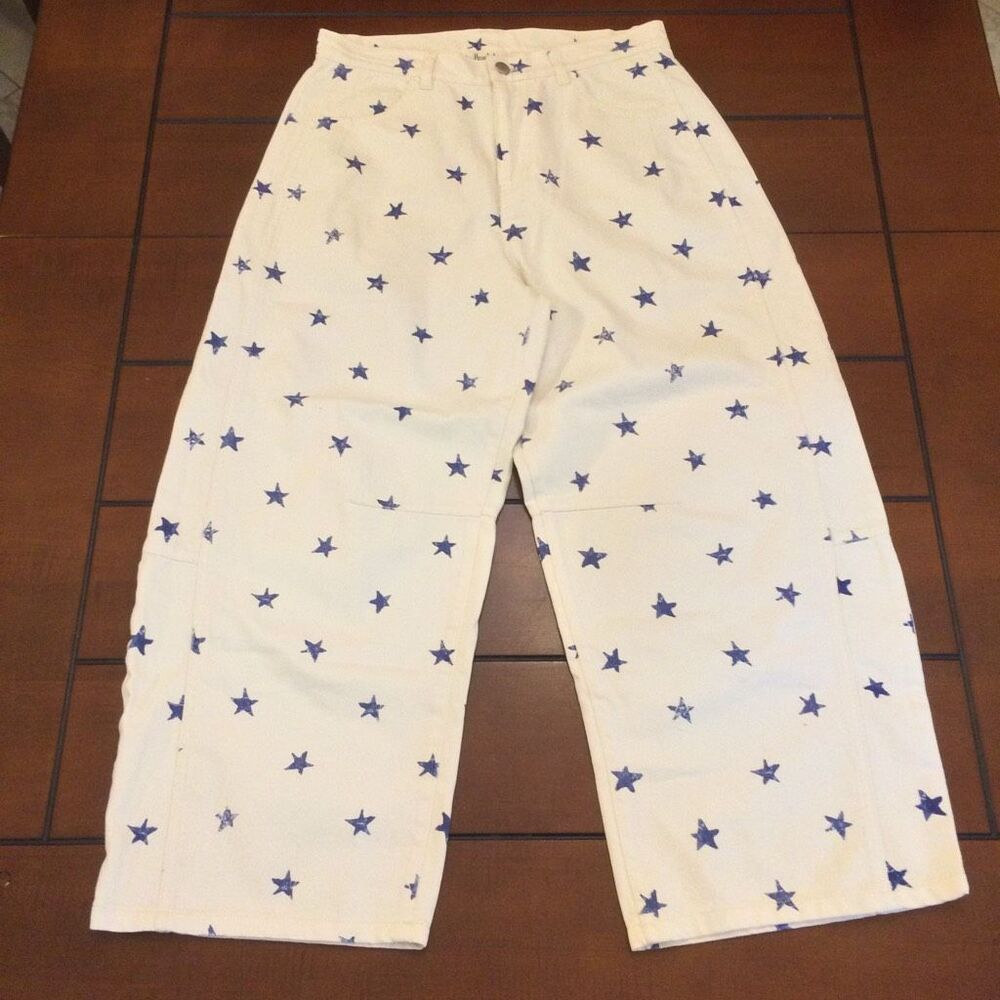 Peach Love California Star Print Twill Barrel Pants cream Navy medium